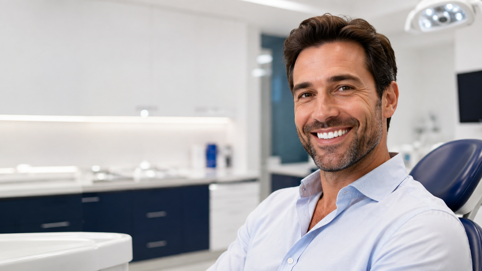 Smiling adult in dental clinic